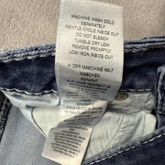 True Religion Halle Jeans Women 26 Mid Rise Super Skinny Medium Wash Distressed - Picture 6 of 9